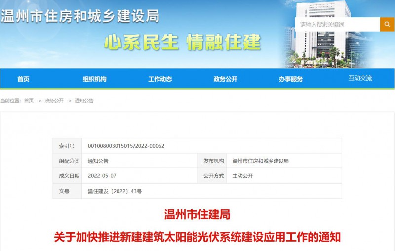 浙江溫州：政府、國(guó)企投資建筑光伏占比不低于12%，其他公共建筑不低于10%！
