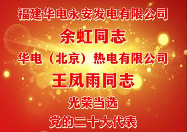 中國華電余虹、王鳳雨同志當(dāng)選黨的二十大代表