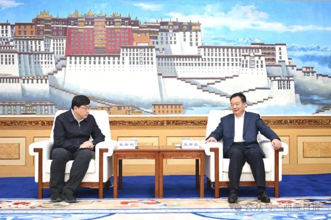 西藏自治區(qū)黨委書記王君正與國家電網(wǎng)公司董事長、黨組書記張智剛座談